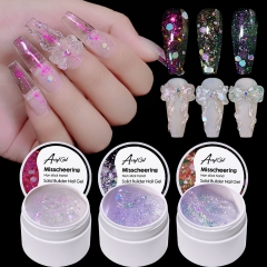 1 Jar Building Nail Gel Polish Nails Extensions Glitter Sequins Construction Gel