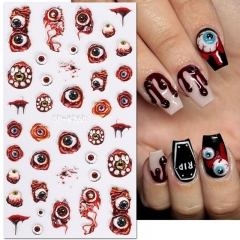 1Pcs Three-dimensional Hollow Out Relief Halloween Nail Art Decal Creepy Manicure Accessories Nail Sticker