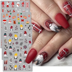1pcs Christmas Nail Art Sticker Red Santa Snowflake Elk Holly 2023 Winter Decal Slider New Year Manicure Decoration
