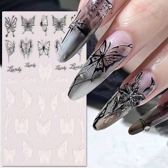 1pcs 5D Nail Stickers Butterfly Self-Adhesive Slider Spring Wraps Nail Art Decorations Decals Manicure Accessories