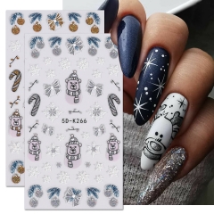 1pcs 5D Snowflake Nail Art Decals White Christmas Designs Self Adhesive Stickers New Year Winter Gel Foils Sliders Decorations