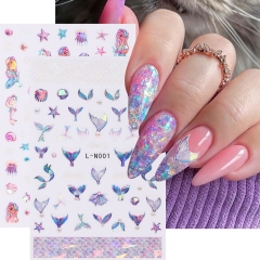 1 Pcs Phantom color Butterfly Nail Stickers Art Fish Tail Decals Jellyfish Manicure Stickers Nail Decoration Accessories