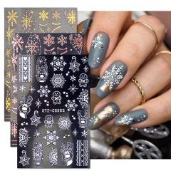 1 Pcs 3D Bicolor Snowflake Nail Art Decals Christmas Designs Self Adhesive Stickers Winter Nail Sticker