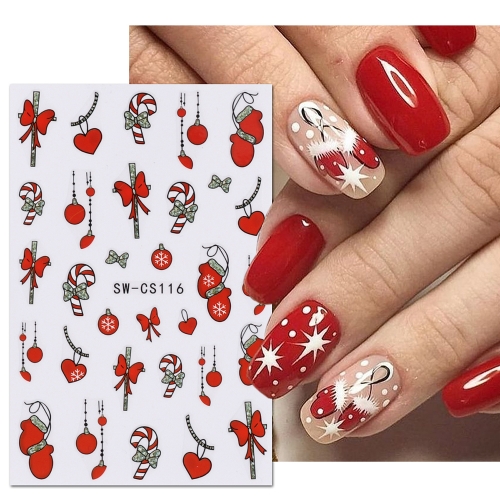 1 Pcs Snowflakes Nail Stickers Santa Claus Reflective Glitter Cartoon Christmas Decal Christmas Nail Sticker