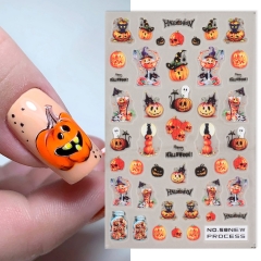 1pcs Autumn Maple Leaf Nails Sticker Cute Cartoon Squirrel Sliders Design Mushroom Pinecone Pumpkin Adhesive Decals