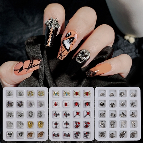 1bag Nails Art Alloy Charms Christmas Halloween Jewelry Set Nail Bell Christmas Nail Decoration 