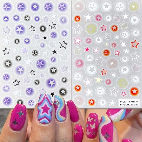 1 Pcs Stars Nail Stickers Gradient Starlight Hexagram Heart Butterfly Manicure Decal