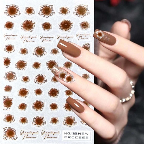 1PCS Petal Flower Decorative Nail Stickers Designer Adhesive Trendy Autumn Winter Dry Flower Stickers Decars For Nails