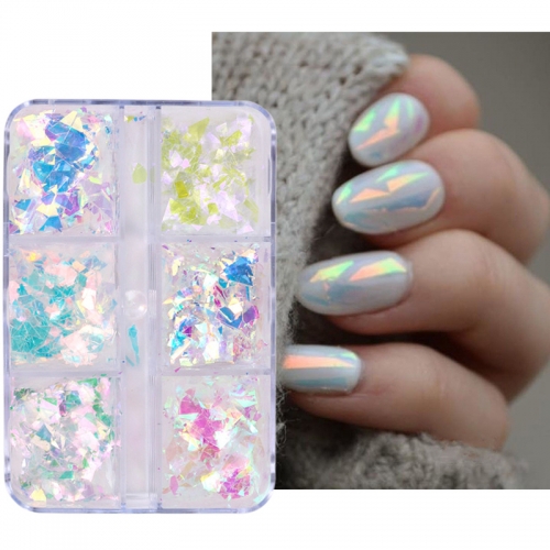 1box Nail Art Aurora Cellophane Glass Foil Film Sticker Colorful Laser Jewelry Paper Manicure Nail Art Decoration