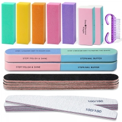 18pcs/set Nail File Double Side Buffing Bar Polishing Nails Strip File Nail Art Tool Sanding Random Color Nail File Strip