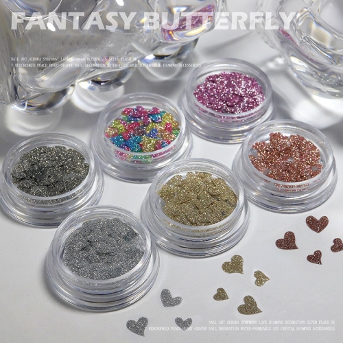 1jar Laser 3D Heart Nail Art Stickers Aurora Laser Sparkling Manicure Sticker Manicure Decoration