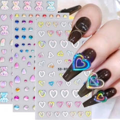 1Pcs 3D  Love  Sticker Nail Decal Symphony Aurora Nail Sticker Press On Nails Nail Parts Nail Decorations