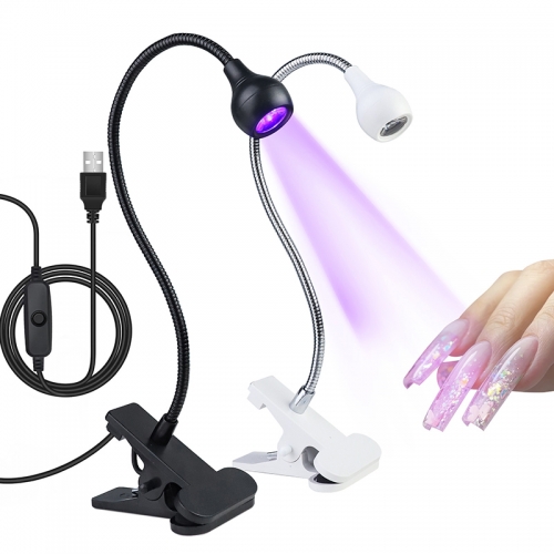 1 Pcs Led Ultraviolet Lights Clip-On Flexible Metal Tube UV Lamp USB Mini UV Gel Curing Light Desk Lamp 