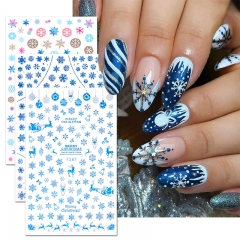 1 Pcs Sliver Bronzing Christmas Nail Art Decoration Sticker Sparkly Colorful Glitter Geometry Snowflake