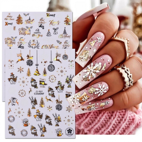 1pcs Xmas Nails Stickers Winter Santa Claus Snowflake Self-Adhesive Slider Nail Decals Christmas Nail Art Design Manicure Decorations