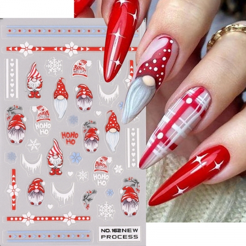 1Pcs Christmas Nail Art Sticker Ins Red Santa Snowflake Winter Decal Manicure Decoration 