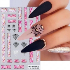 1Pcs Elegant Bohemian Design Nail Stickers Nails Transfer Embroidery Boho Dream Catcher Flower Sliders Decals Nail Art Accessories