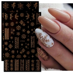 1 Pcs Gold Glitter Snowflake Nail Sticker Winter Reflective Christmas Tree Foil Xmas Decal Nail Sticker