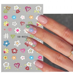 1 pcs 5D Smiley Face Nail Art Stickers Self-Adhesive Cute Smile Flower Heart Decoration Lovely Colorful Nail Slider Decals