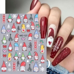 1pcs Christmas Nail Sticker Embossed Cute Cute Animal Santa Claus Snowflake Snownman Winter Xmas Engraved Manicure Decoration