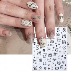 1pcs Nail Stickers Star Cat Heart Nail Art Decals Sliders Flower Leaves Manicures Decoration