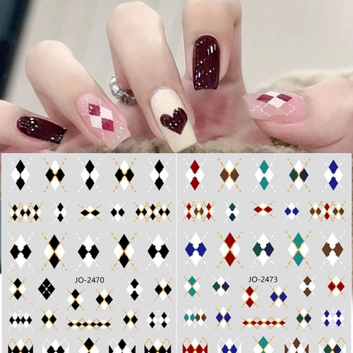 1 Pcs 3D Nail Sticker Stick  Autumn Collection Geometric Diamonds Sticker DIY Nail Art Decoration