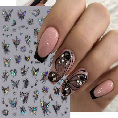 1 Pcs 3D Dark Aurora Laser Butterfly Nail Art Stickers Decals Nails Decoration Manicure Nail Sticker