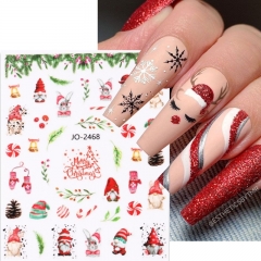 1Pcs 3D Cute Cartoon Christmas Nail Stickers Santa Claus Snowman Deer Nail Decals