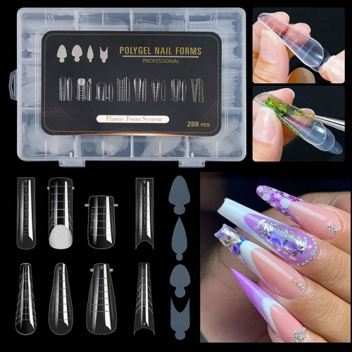 288Pcs/Box Nail Forms False Nails Tips For Gel Extension Quick Building French Nails Mold Soft Silicone Pads Manicure Tool