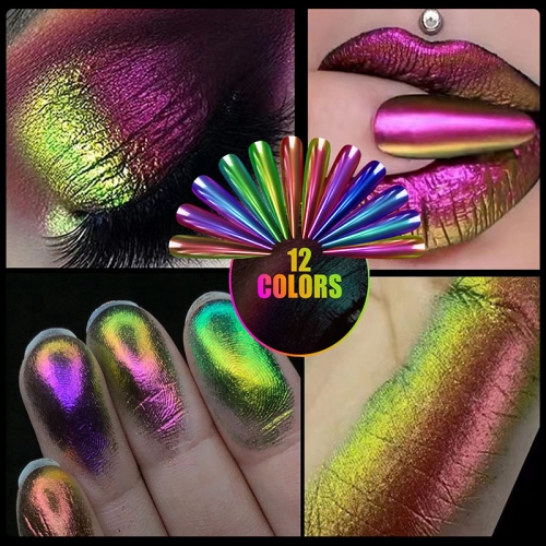 1jar Magic Mirror Powder Chameleon Polarizing nail Glitter 0.3g High-Light Iridescent Diamond Holographic Rainbow Eyeshadow Dust