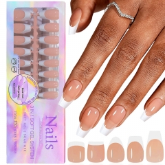 150pcs/box New False Nails Press On Nail Long Short Almond Nail Detachable French Style Wearing Manicure Fake Nail Patch