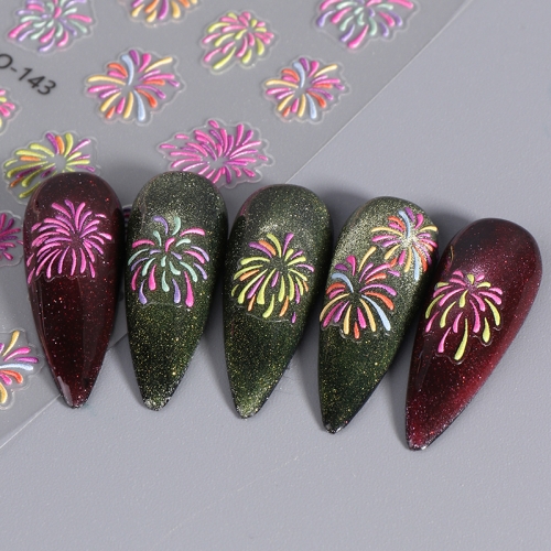 1pcs Colorful Firework Nail Stickers Self-adhesive Fireworks Nail Decal Design Romantic Nail Decorations