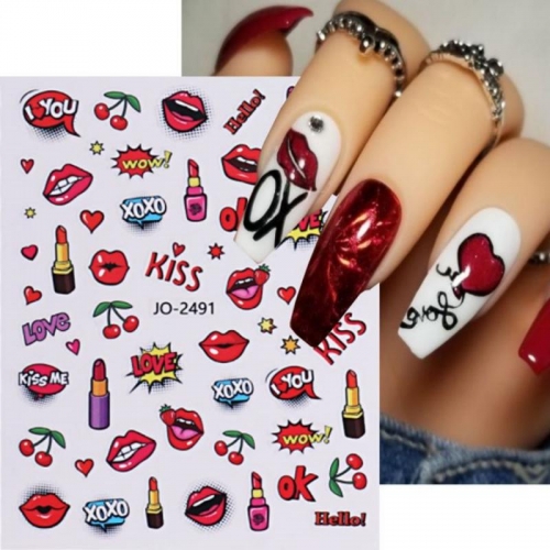 1pcs 3D Valentine's Day Sexy Women Love Nail Stickers Nail Art Decoration DIY Rose Nail Art Decals Nail Supplies Press On Nails