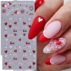 1PCS Valentine's Day Flowers Nail Art Stickers Lips Rose Flower Designer Nail Stickers Decor Love Letters Nail Slider