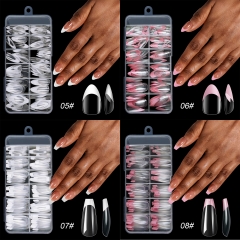 120pc/Box French False Press On Acrylic Almond Nails Pink White Convenient Removable Fake Nail Tips For Nail Art Decoration