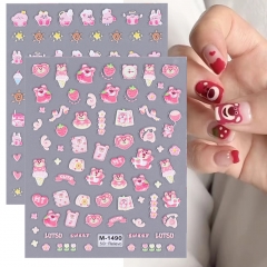 1pcs 5D Strawberry Cartoon Cute New Craft Thin Tough Manicure Stickers Thin Transparent Back Glue Nail Stickers Nail Jewelry