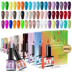 6pcs/box Gel Nail Polish Set Color Gel Semi Permanent Soak Off UV LED Varnishes Gel Nail Polish For Manicure Design 