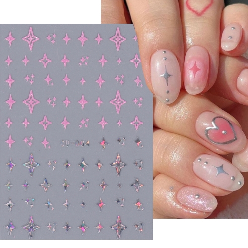 1 Pcs Valentine's Day Stickers Nails Pink Sliver Love Rose Balloon Decals Nail Sticker