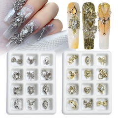 1 Box 3D Exquisite Alloy Nail Art Charms Luxury Bow Butterfly Jewelry Nail Rhinestone Decoration Nail Accessories