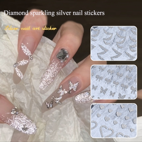 1 Pcs Sparkle Tiny Diamond Reflective Butterfly Nail Art Stickers Manicure Decals Nail Stickers 