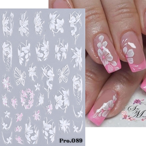 1 Pcs Nail Sticker Ice Transparent Camellia Flower Butterfly Micro Relief Nail Sticker