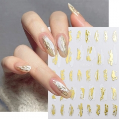 1 Pcs Nail Sticker Gold Silver Metallic Nail Foils Sticker inregular Nail White Red Sliver Polish Manicure Decorations Nail Sticker