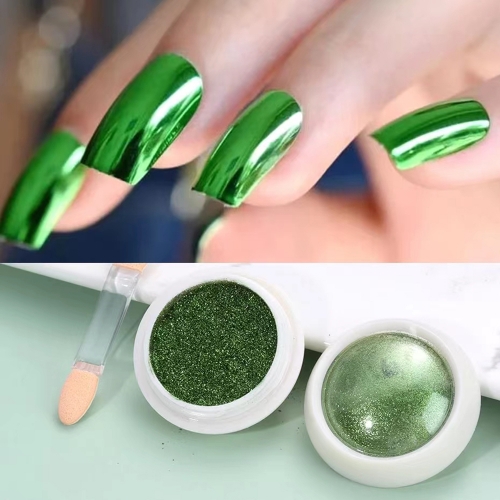 1 Jar Green Mirror Powder Nail Art Glitter Polish Chrome Dust Metallic Effect Pigment Nail Decoration Nail Powder