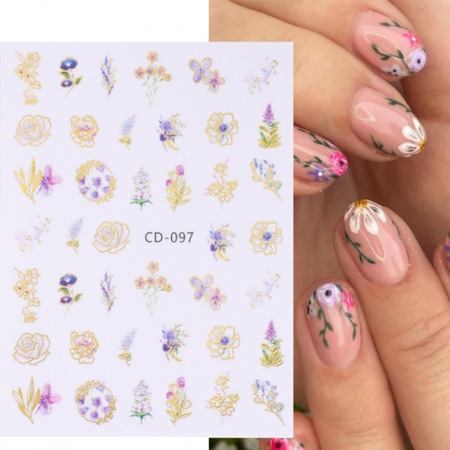 1Pcs Flowers 3D Nail Stickers Spring Summer Blossom Floral Tulip Fruit Nail Art Decals Adhesive Sliders Manicure Decorations
