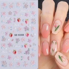 1Pcs 3D Tulip Nail Art Sticker Spring Summer Daisy Flower Bouquet Self-Adhesive Decals