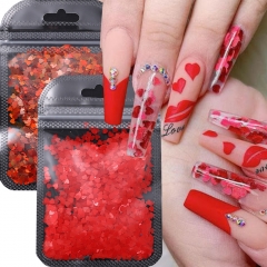 1 Bag Mixed Love Hearts Nails Sequins Decoration Colorful Glitter Flakes Nail Supplies Accesories Nail Accessories