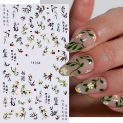 1 Pcs Flower Butterfly Nail Stickers Tulip Iris Lavender Red Bean Petal Leaf Spring Manicure Decoration Nail Sticker