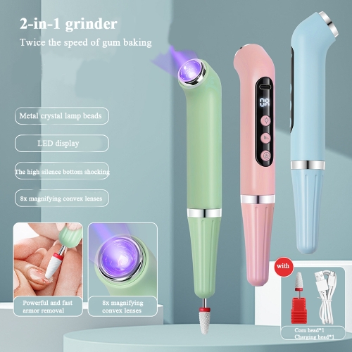 1 Pcs 2 In 1 USB Multi-function Nail Drill Pen Handheld Portable UV Lamp Elestric Manicure Drill Professional Polish Pen Nail Tool