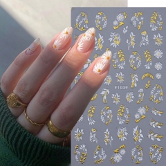 1Pcs Nail Decoration Gold Flowers Leaves Manicure Butterfly Animal Nail Nail Accessories Nail Art Stickers