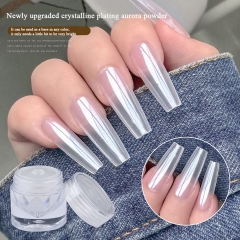 1 Jar Mirror Plating Crystal Powder Nail Art High Gloss Ice Transparent Moonlight White Aurora Powder Fingernail Decoration Nail Powder